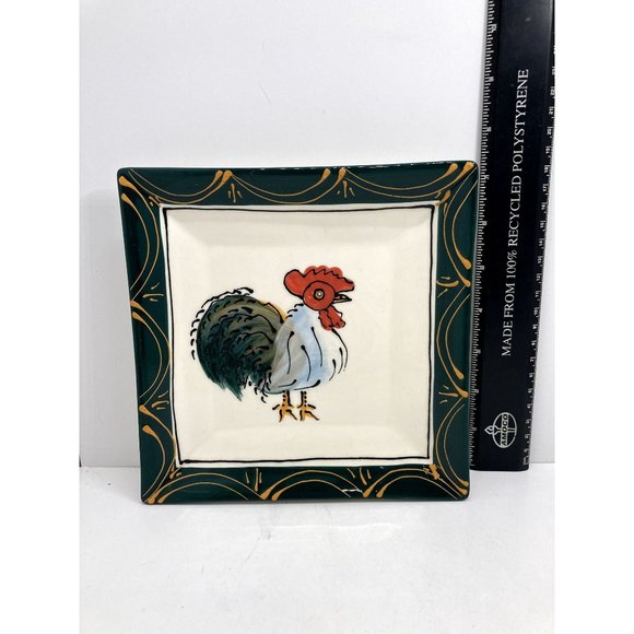 Rooster Decorative Plate TableArts Debra Cherniawsky 1996 7.5 inch Square - Picture 2 of 4